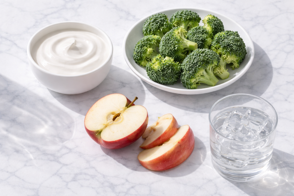 The composition features healthy gut foods for skin healing