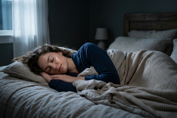 beautiful woman Sleep and melatonin peacefully in a cozy bed