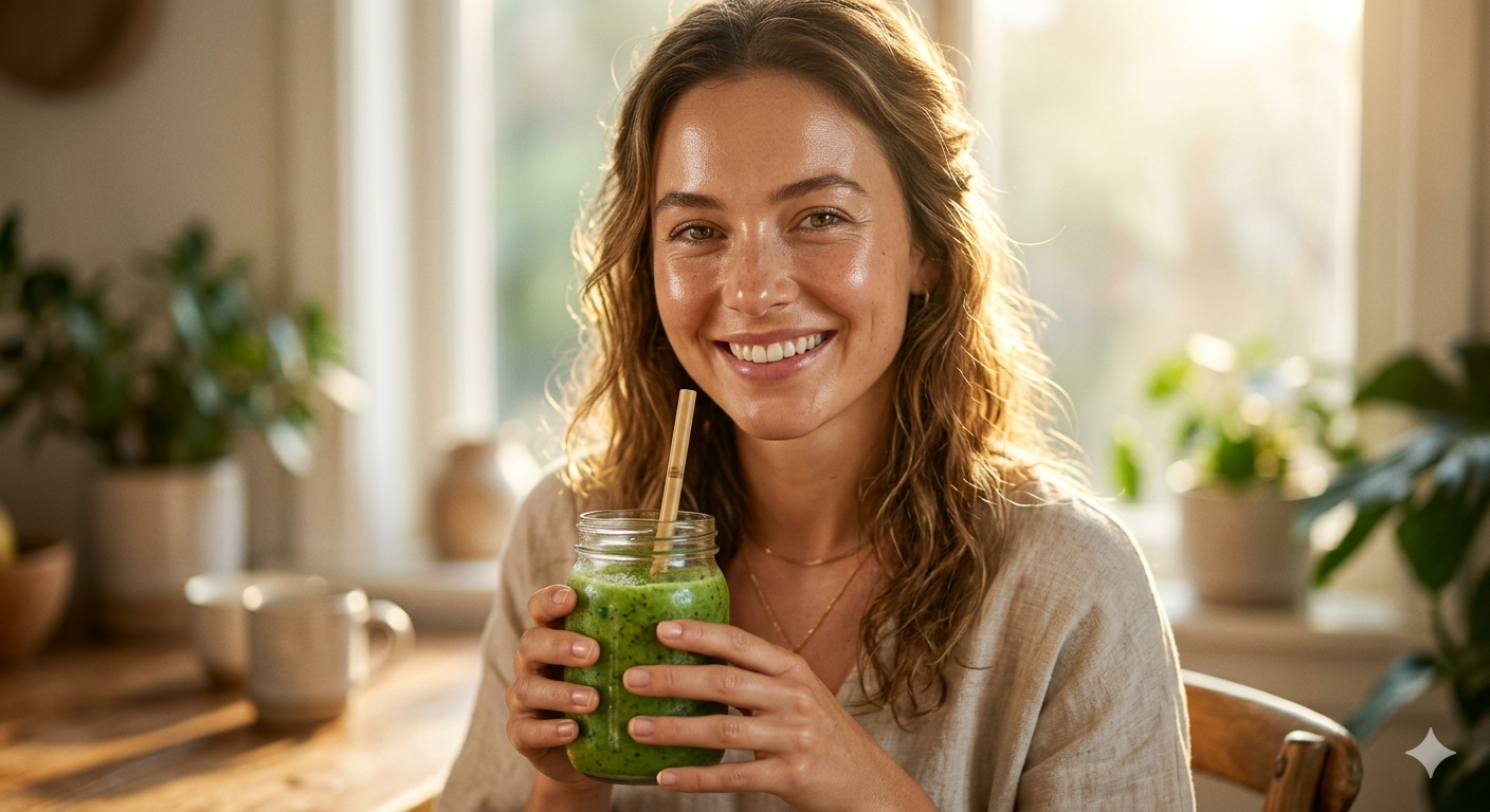 beautiful woman with Magical Foods That Give Your Skin a Glow from the Inside Out