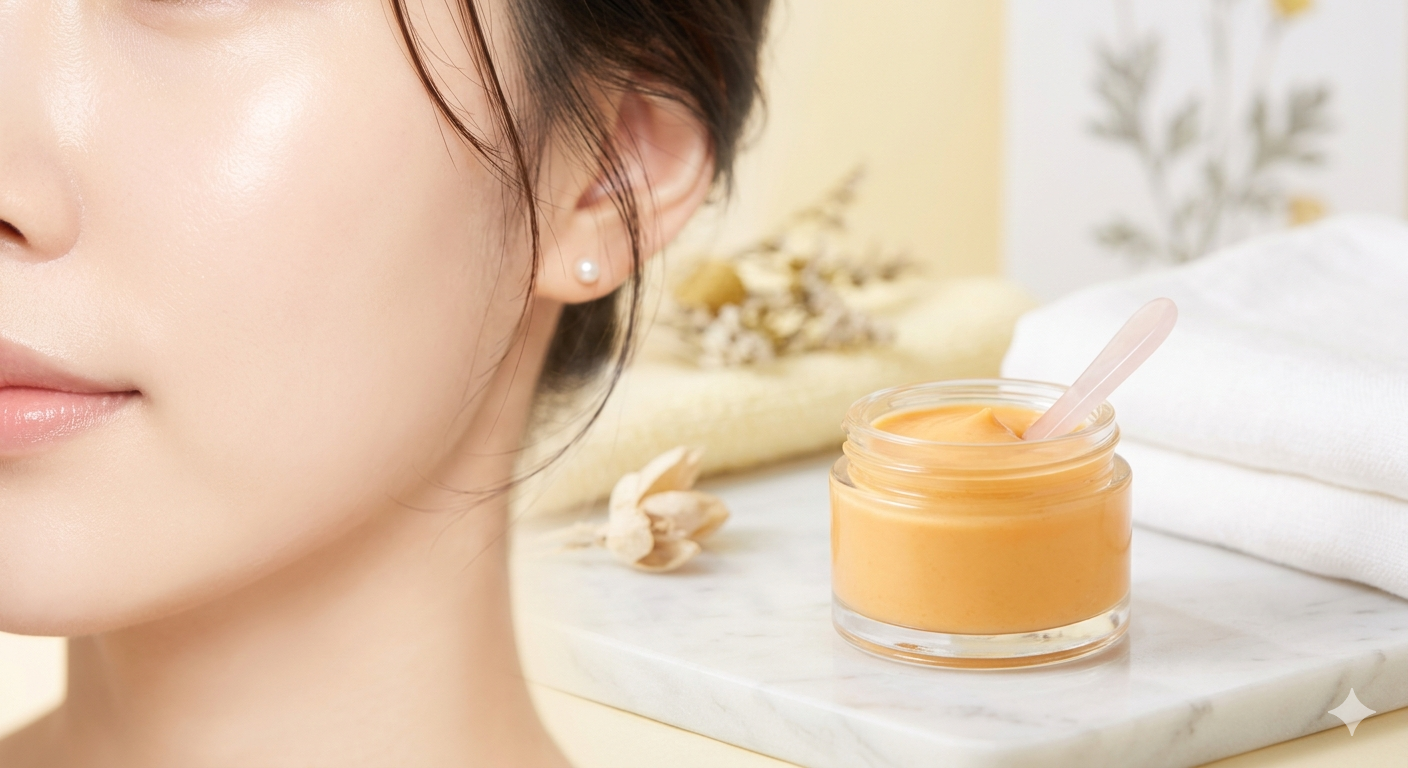 female cheek with a soft, pure bright glow