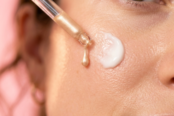 female cheek with a soft, pure radiant glow