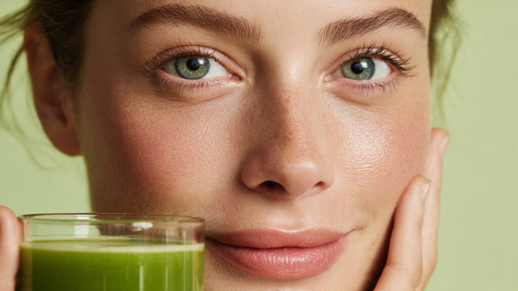 female face with a soft, pure radiant glow