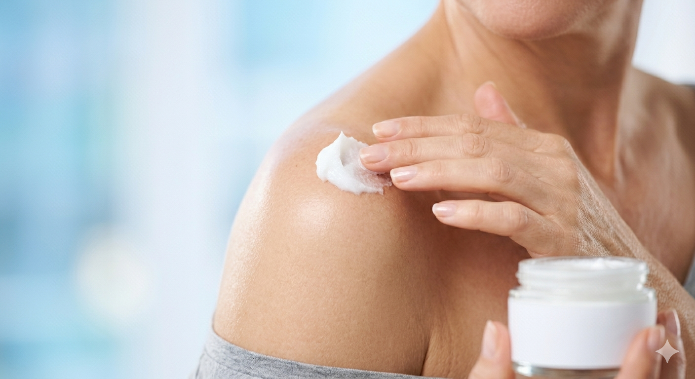 female shoulder with a soft, pure glow