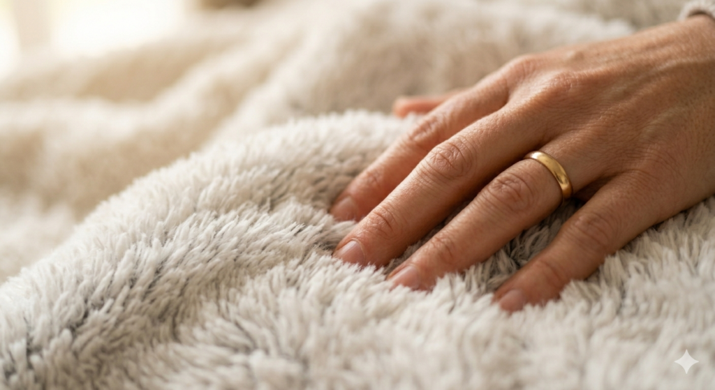 person's hand gently touching a very soft, plush,Tactile Defensiveness in Adults