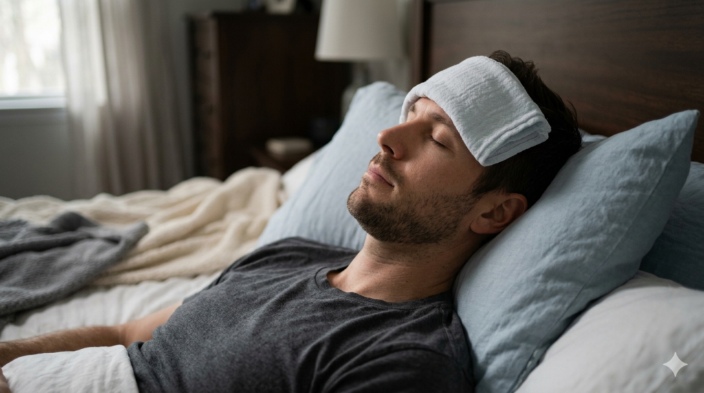 relaxed man resting his eyes if sensory overload