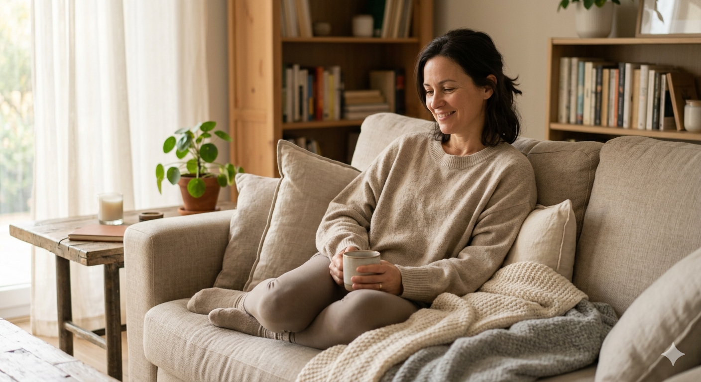 woman wearing a soft, loose-fitting oversized cotton sweater,Tactile Defensiveness in Adults