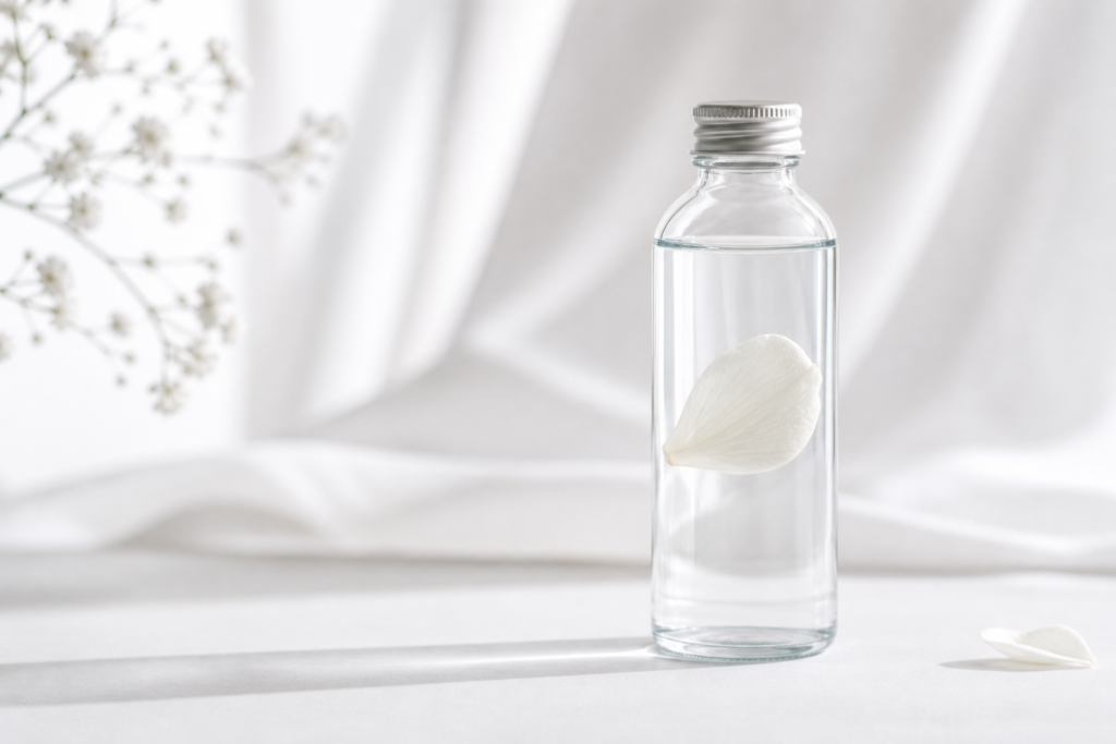 Pure and clean fragrance-free skincare concept for sensitive skin.